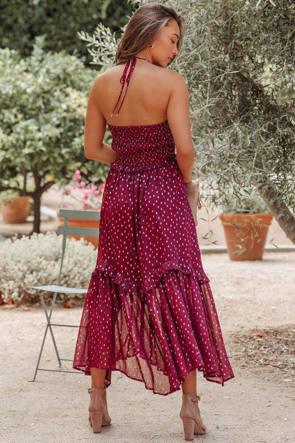 Polka Dot Halter Neck Dress