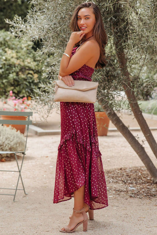 Polka Dot Halter Neck Dress