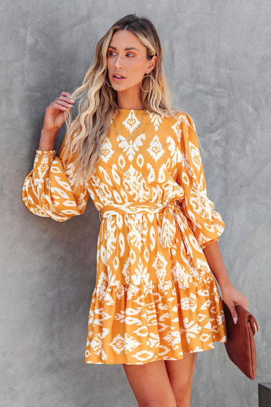 Yellow Ethnic Mini Dress