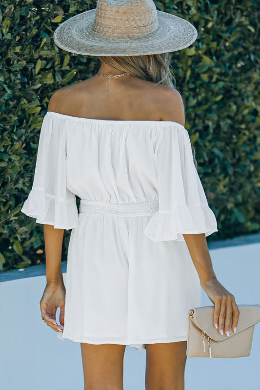 White Off Shoulder Romper