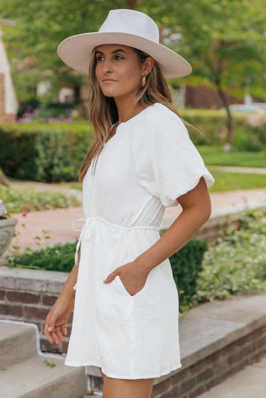 White Shirt Dress With Pockets