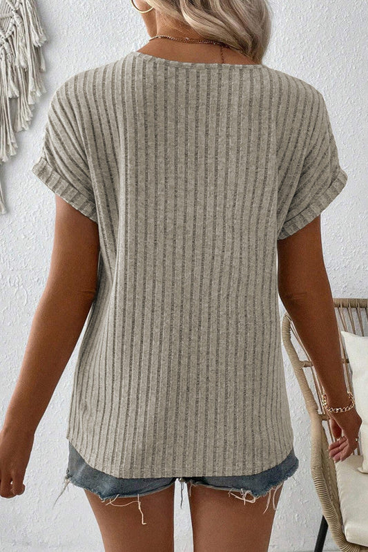 Ribbed V-Neck Shirt