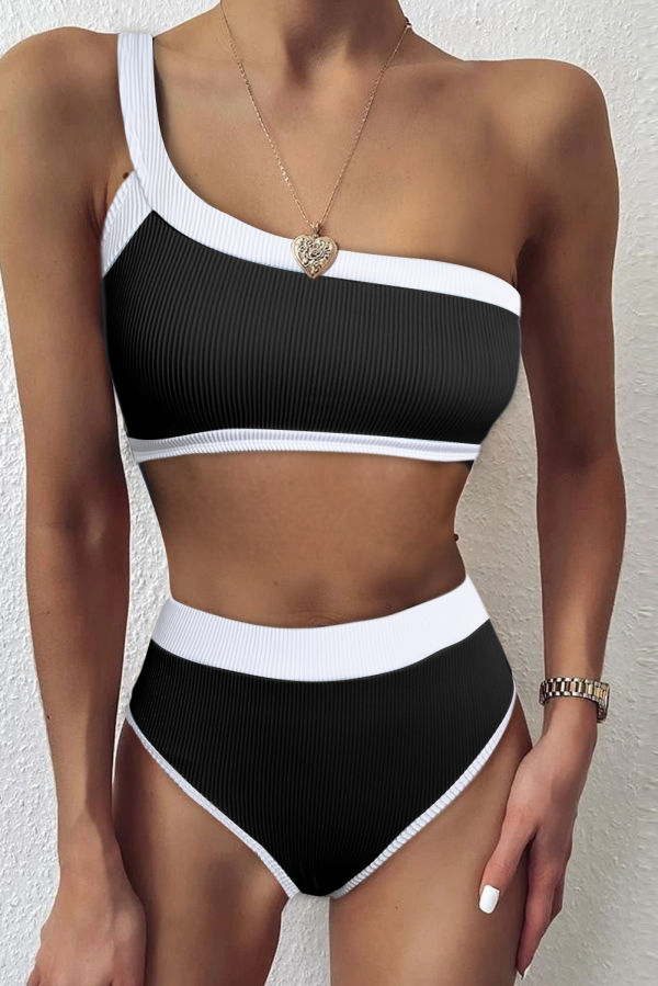 Black & White One Shoulder Bikini