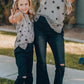 Gray Star Print Knit Tank with Slits