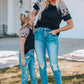 Girls’ T-shirt with Striped Leopard Sleeve