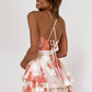 Criss Cross Backless Tiered Flounce Sleeveless Romper