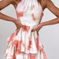 Criss Cross Backless Tiered Flounce Sleeveless Romper