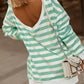 Green Long Sleeve Stripe Top