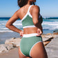 Green High-waisted Bikini Set