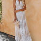 White Lace Backless Maxi Dress