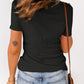 Black Rib Knit T-Shirt
