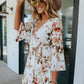 White V Neck Floral Dress