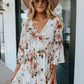 White V Neck Floral Dress