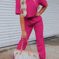 Pink Textured Crop Tee & Jogger Set