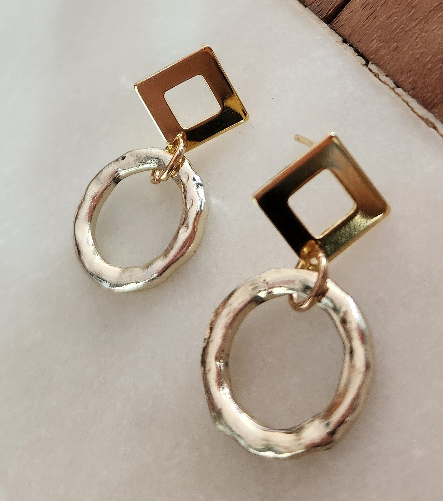 Stainless Steel Geo Drop Earring