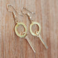 Brushed Circle & Bar Drop Earring Gold