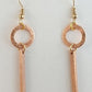 Brushed Circle & Bar Drop Earring Rose Gold