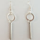 Brushed Circle & Bar Drop Earring Silver