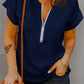 Navy Zip Blouse